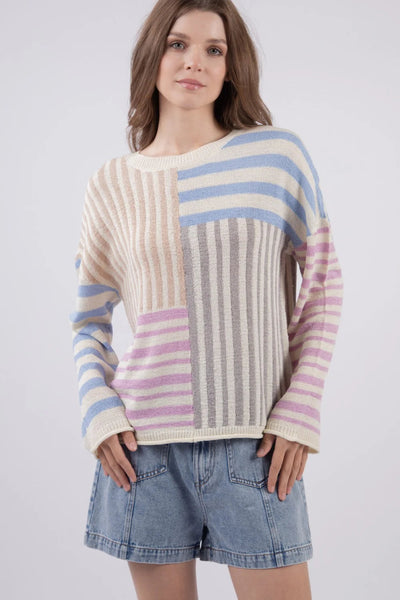Multi Color Stripe Oversized Sweater Top Very J 