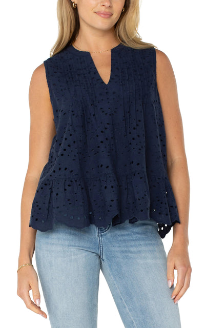 Sleeveless Pintuck Woven Top BLOUSE Liverpool Canada 