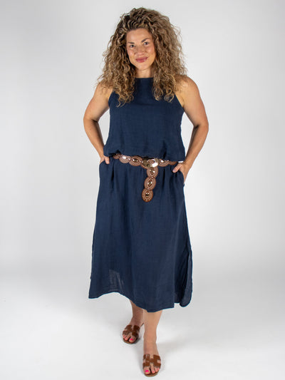 MNRK - Navy Linen Maxi Skirt SKIRT MNRK 
